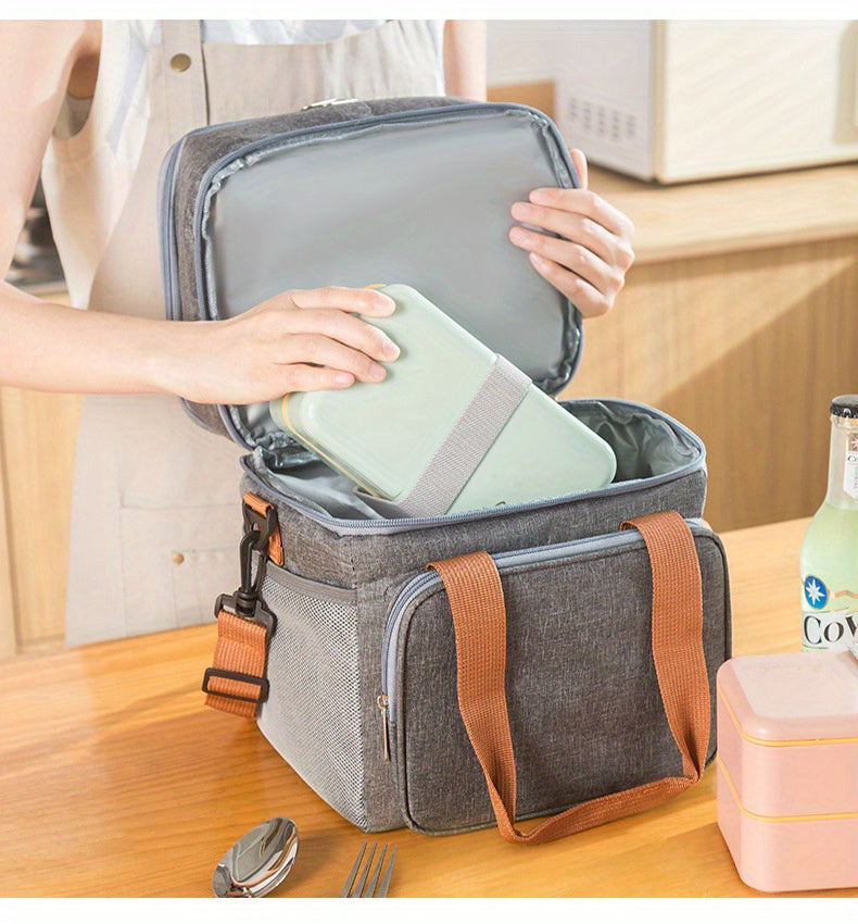 Large Capacity Double Layer Crossbody Lunch Bag - Insulated, Waterproof