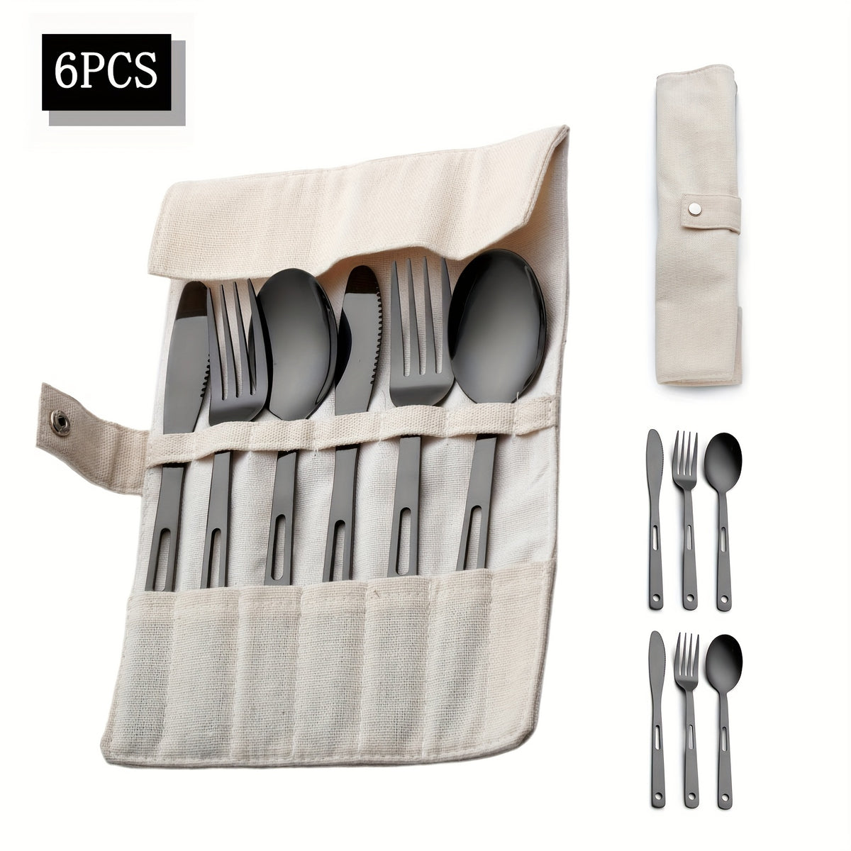6pcs/set Stainless Steel Tableware Set - Knife, Fork & Spoon