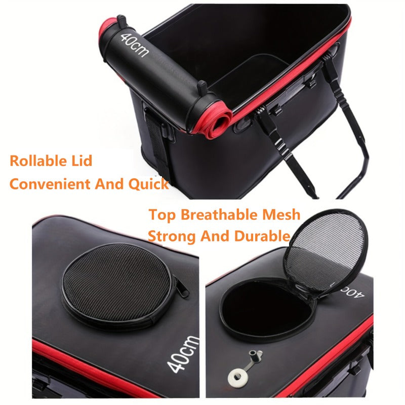 Quick-Collapse Live Fish Bucket & Tackle Storage