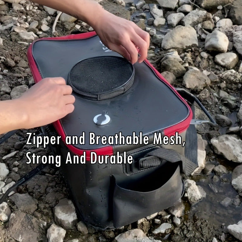Quick-Collapse Live Fish Bucket & Tackle Storage