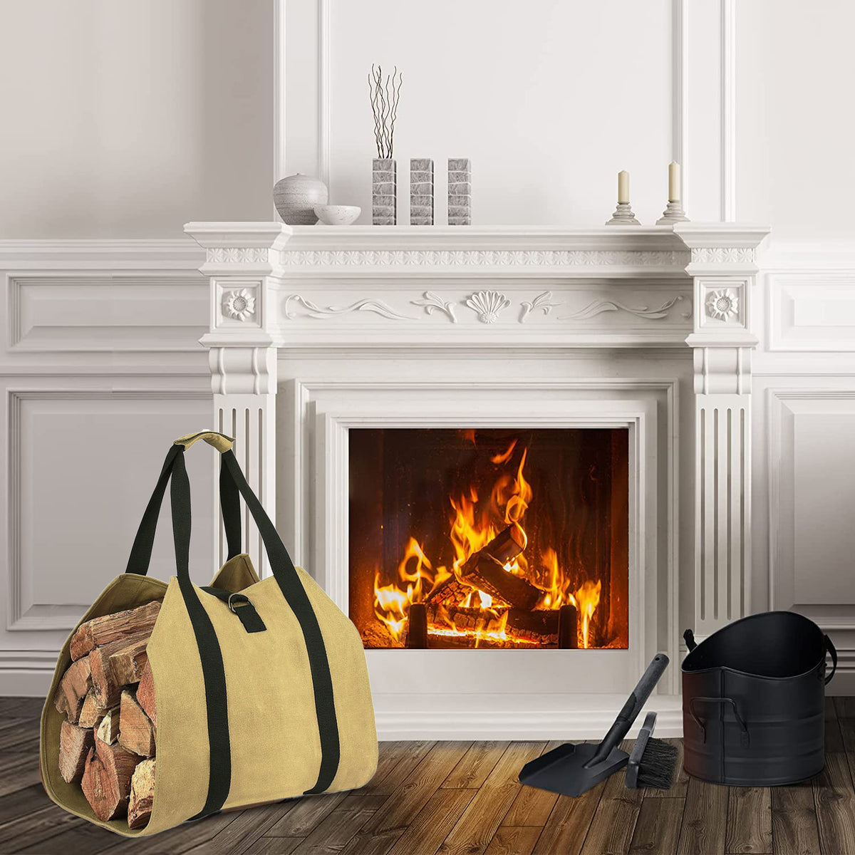Canvas Firewood Carrier Storage Bag