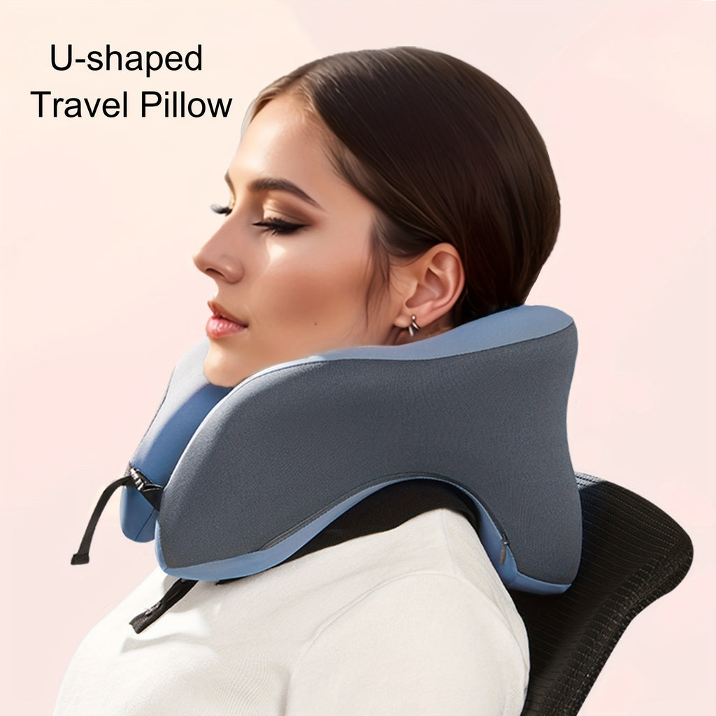 Portable Woven Blue U-Shape Neck Support Pillow