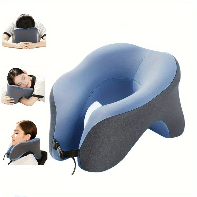 Portable Woven Blue U-Shape Neck Support Pillow