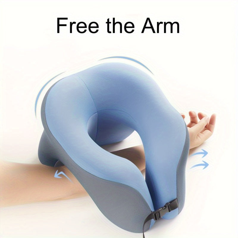Portable Woven Blue U-Shape Neck Support Pillow