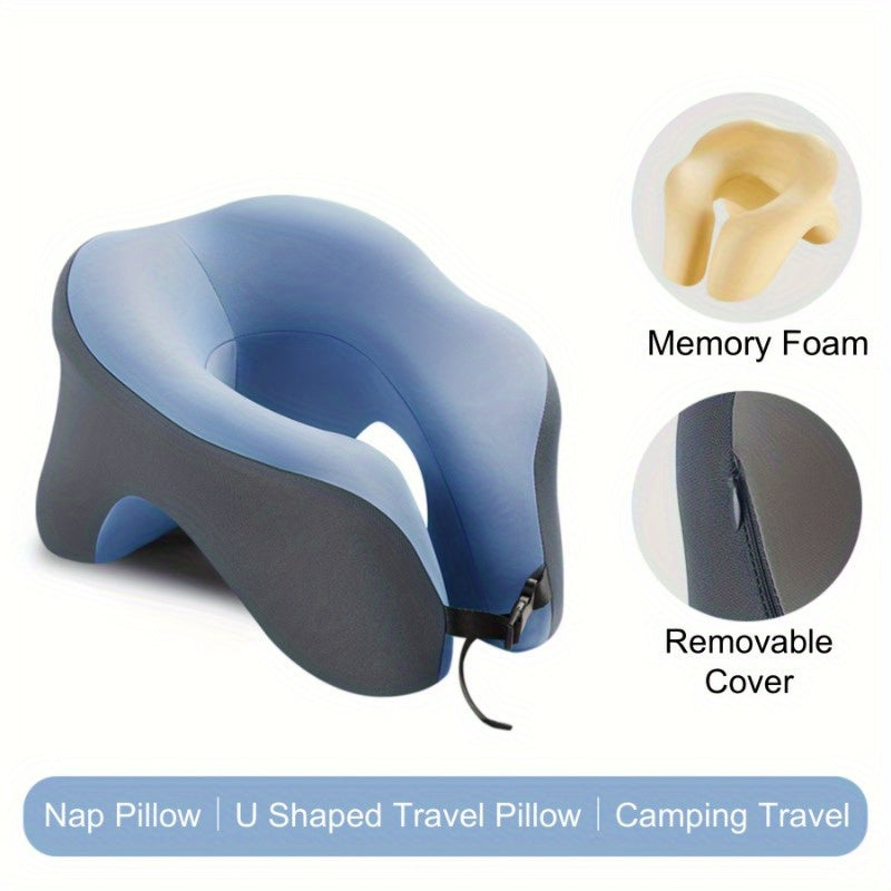Portable Woven Blue U-Shape Neck Support Pillow