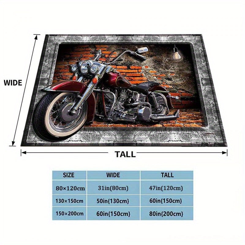 Retro Red Brick Motorcycle Printed Soft and Warm Flannel Blanket