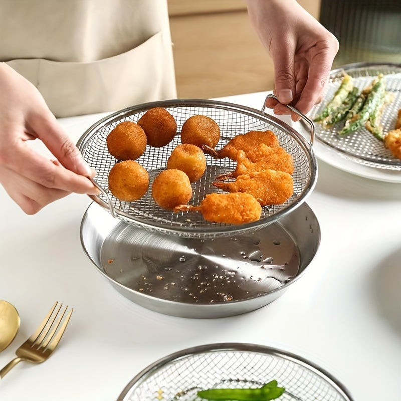 Reusable Stainless Steel Round Mesh Basket - Oil Filter Tray