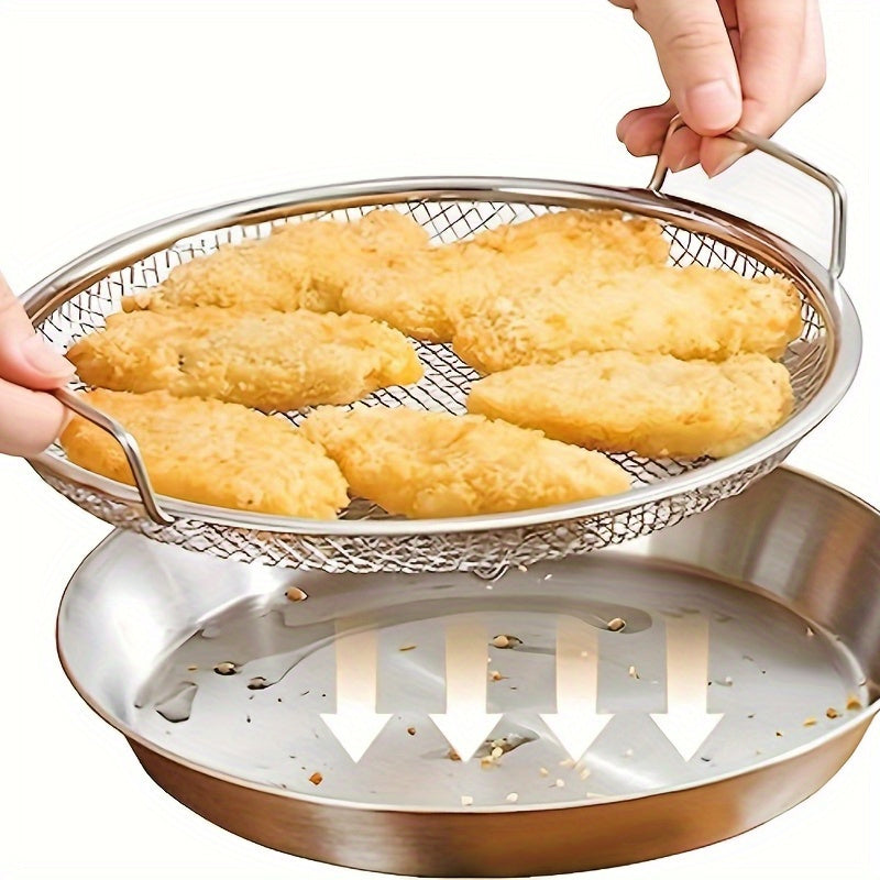 Reusable Stainless Steel Round Mesh Basket - Oil Filter Tray