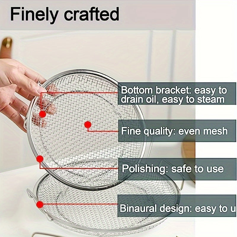 Reusable Stainless Steel Round Mesh Basket - Oil Filter Tray