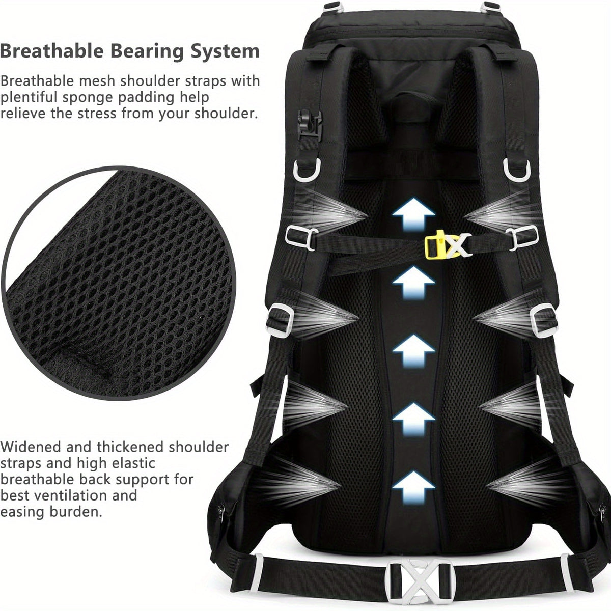 13 gal Hiking Backpack With Adjustable Straps Emergency Whistle