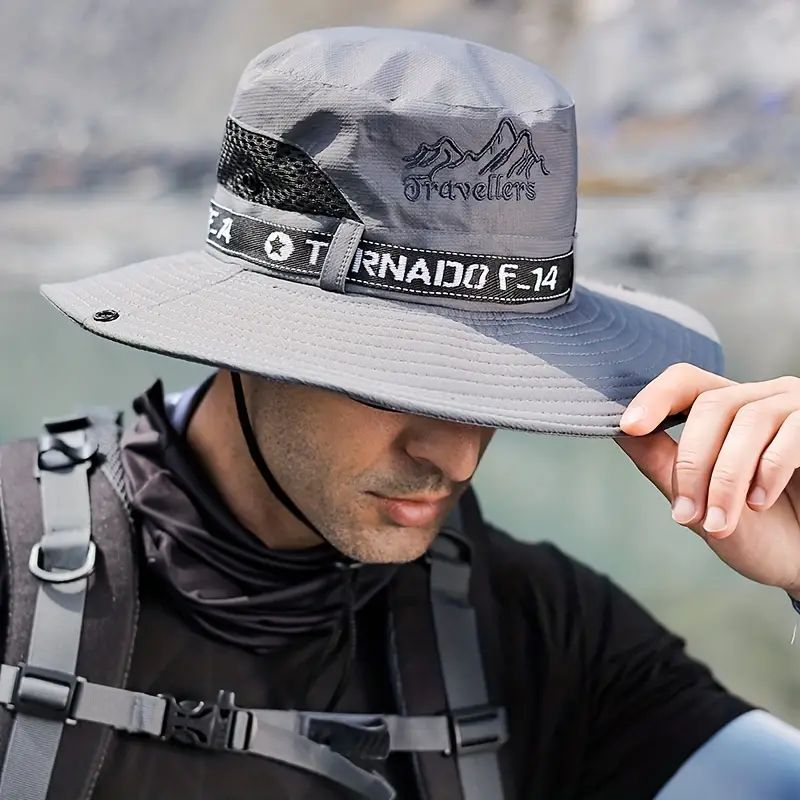 2-Pack UV Protection Breathable Embroidery Mountain Bucket Hats