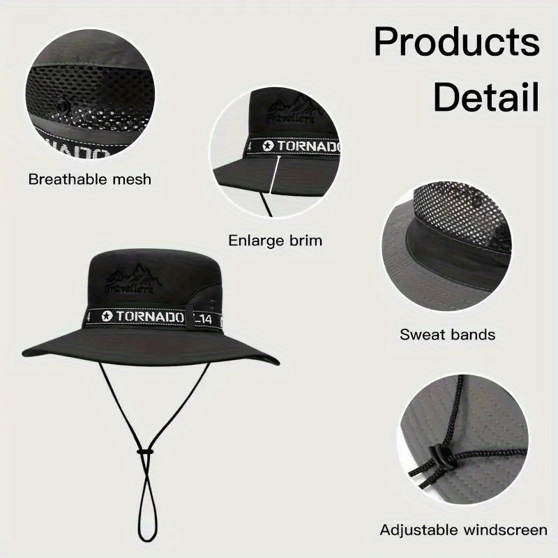 2-Pack UV Protection Breathable Embroidery Mountain Bucket Hats