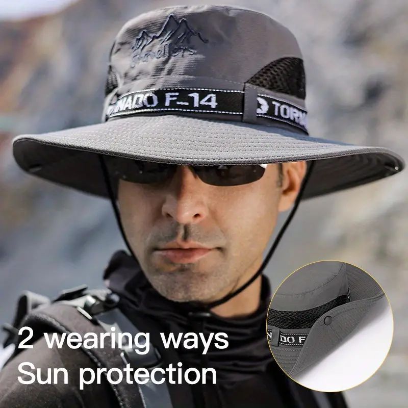 2-Pack UV Protection Breathable Embroidery Mountain Bucket Hats
