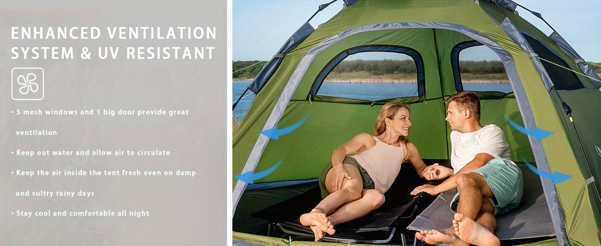 4-5 Person Portable Instant Pop-Up  Camping Tent - Waterproof, Windproof