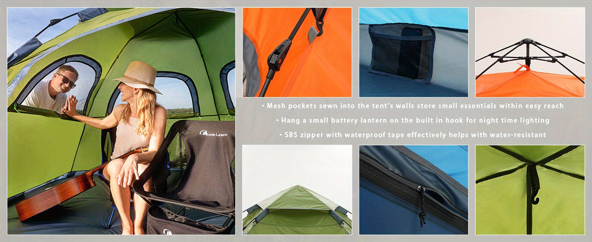 4-5 Person Portable Instant Pop-Up  Camping Tent - Waterproof, Windproof