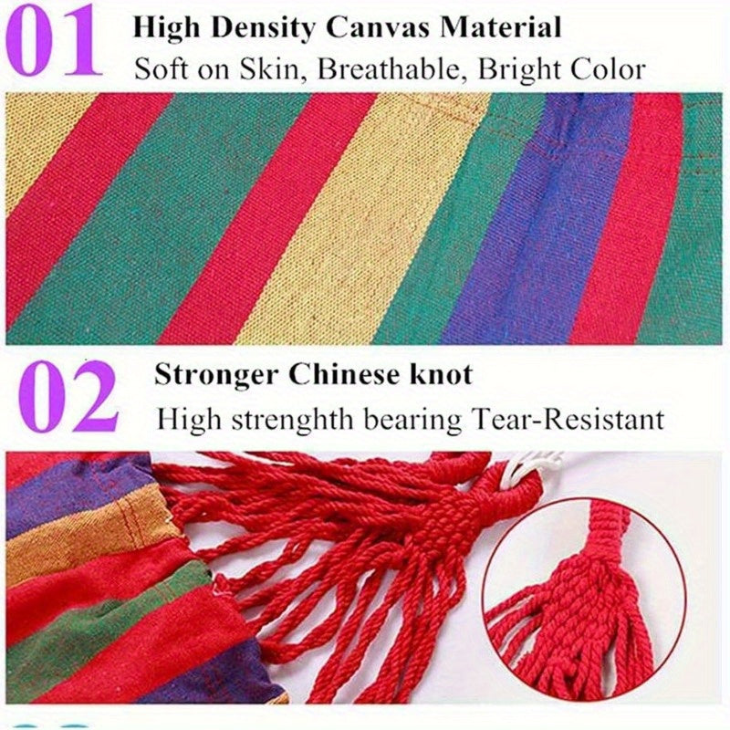 Durable Nylon Hammock with Tree Straps Holds Up to 450lbs