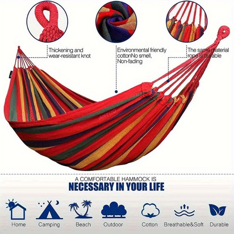 Durable Nylon Hammock with Tree Straps Holds Up to 450lbs