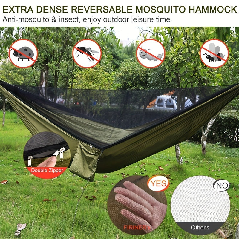 Mosquito Net Hammock | Lightweight | Green Fabric |  Built-In Bug Protection