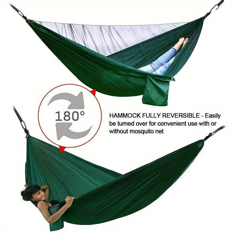 Mosquito Net Hammock | Lightweight | Green Fabric |  Built-In Bug Protection