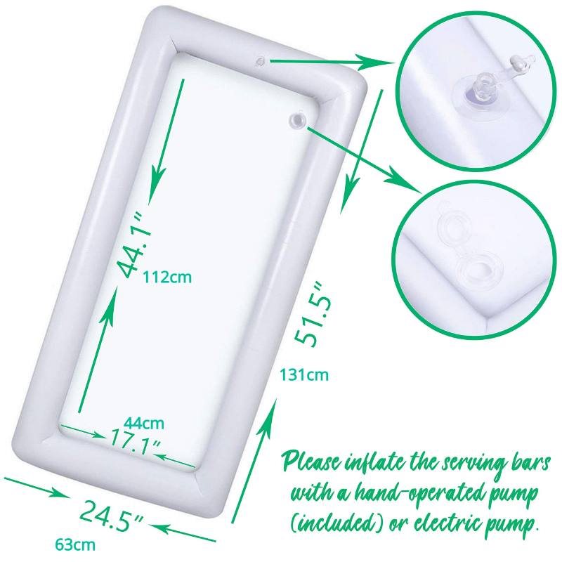 3pcs, Inflatable Serving Bar, Cooler Food Drink Containers With Drain Plug