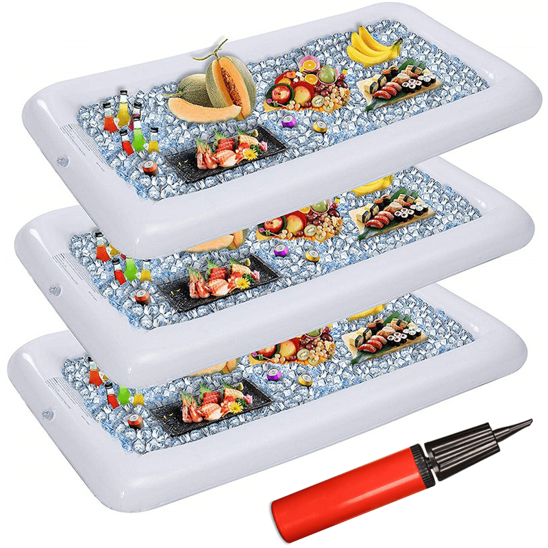 3pcs, Inflatable Serving Bar, Cooler Food Drink Containers With Drain Plug