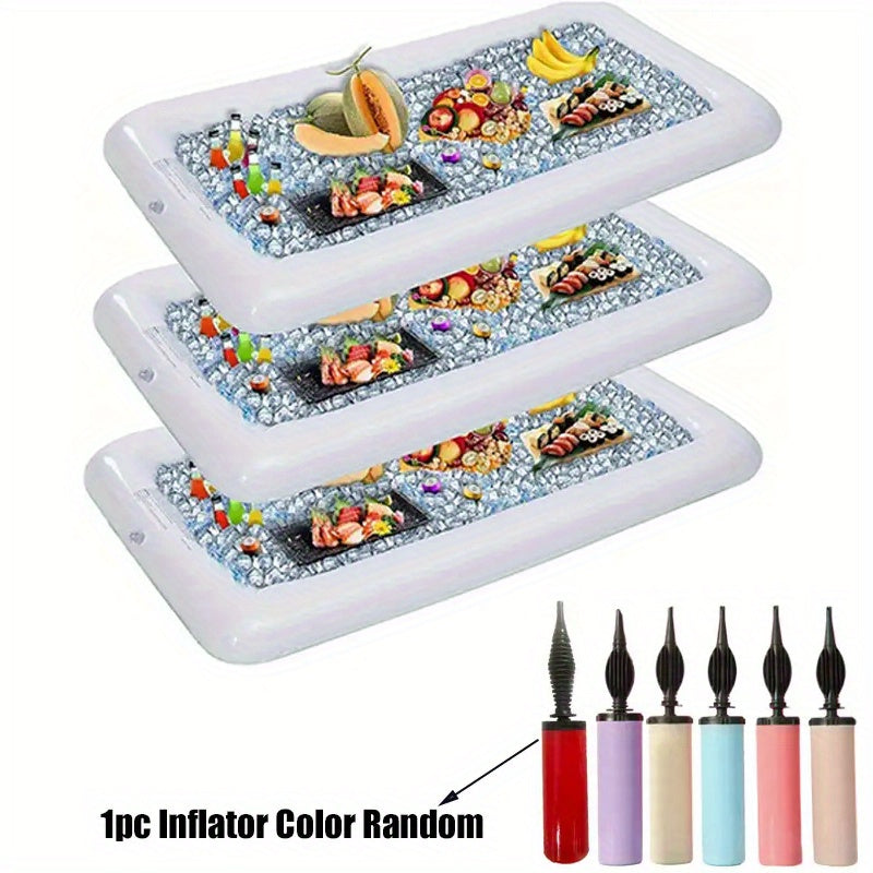 3pcs, Inflatable Serving Bar, Cooler Food Drink Containers With Drain Plug