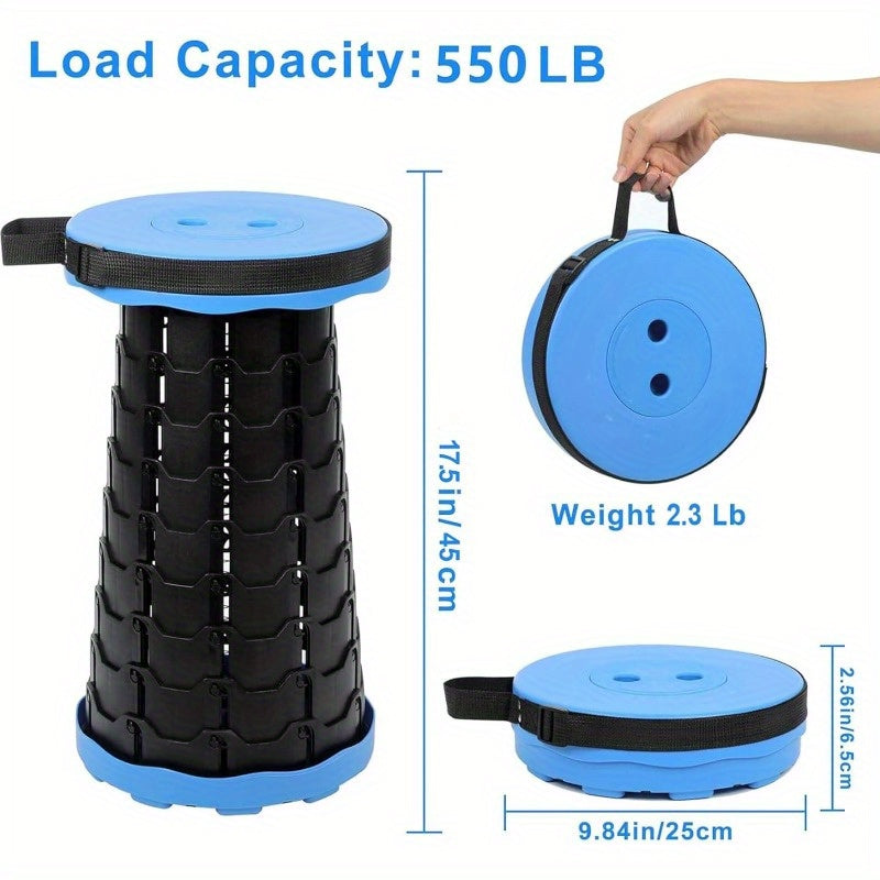 3 Pack Portable Retractable Folding Stools, 550lb Load Capacity