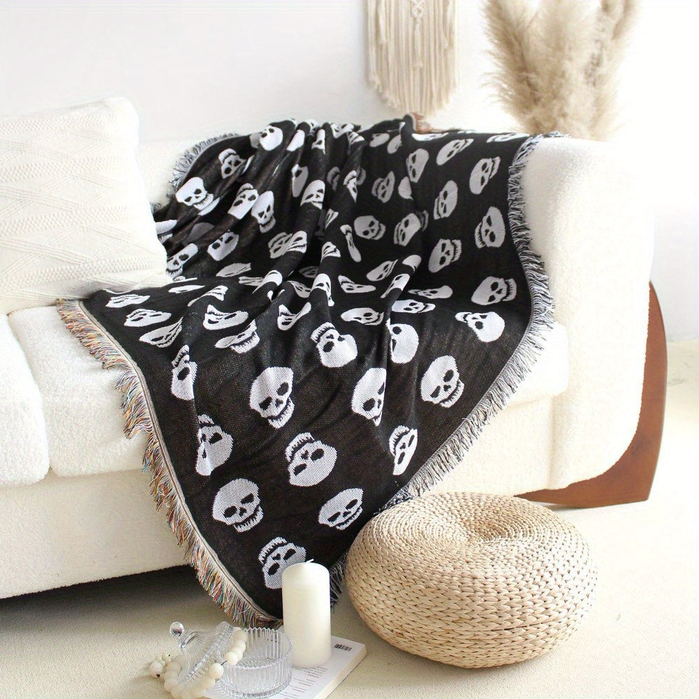 Skull Pattern Picnic Blanket, Machine Washable