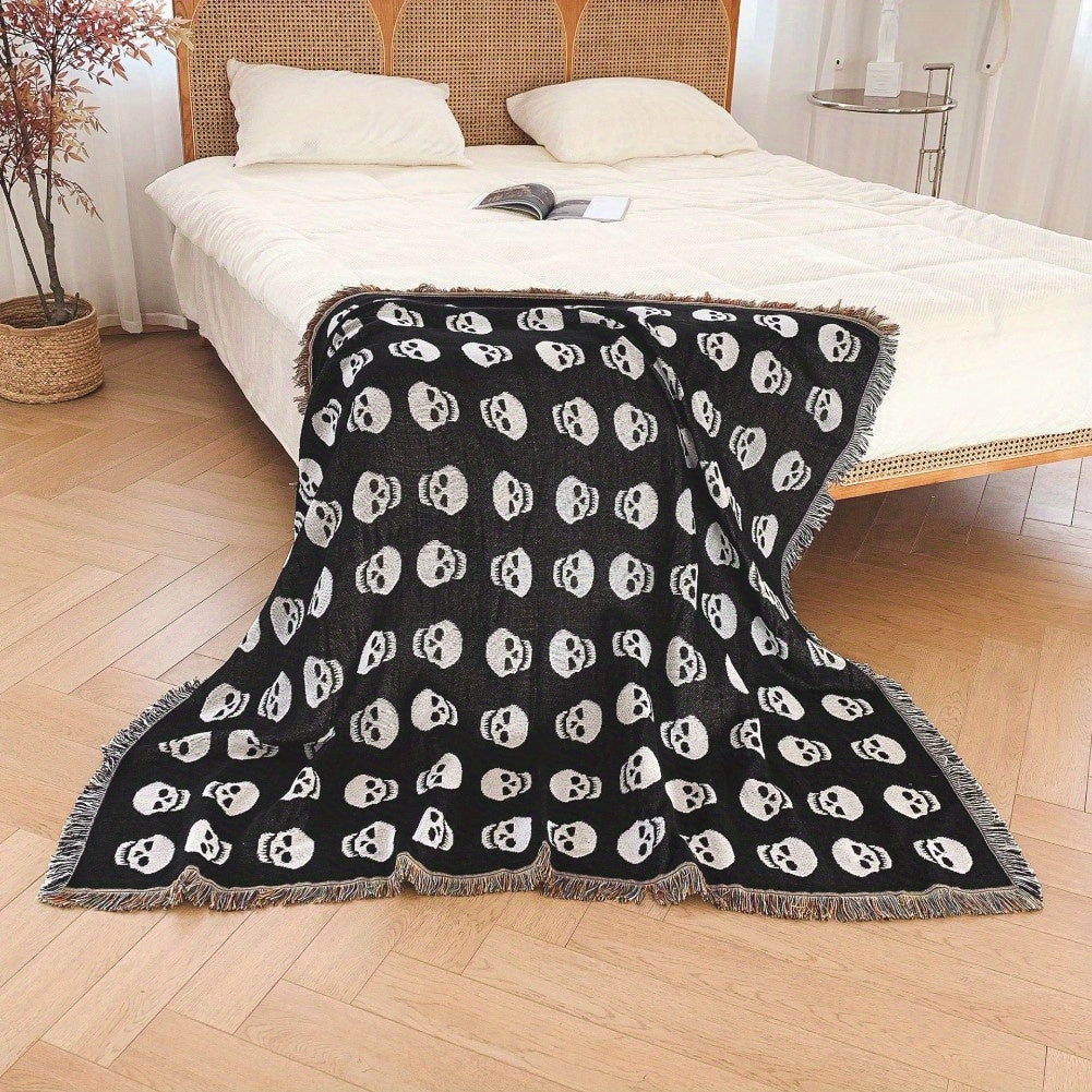 Skull Pattern Picnic Blanket, Machine Washable