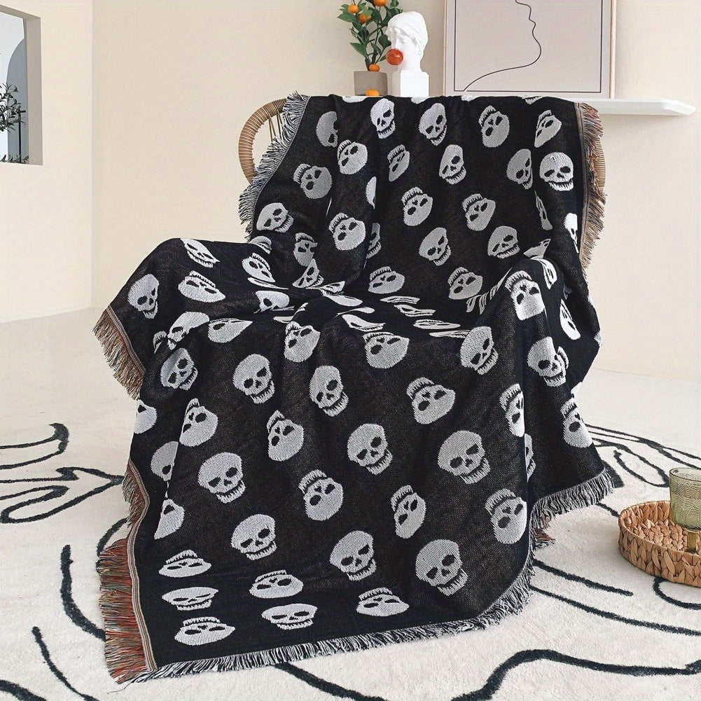 Skull Pattern Picnic Blanket, Machine Washable