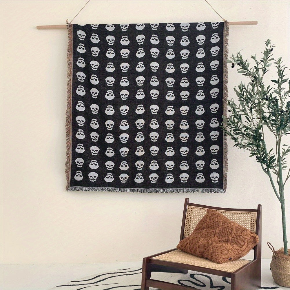 Skull Pattern Picnic Blanket, Machine Washable