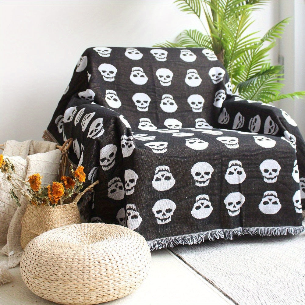 Skull Pattern Picnic Blanket, Machine Washable