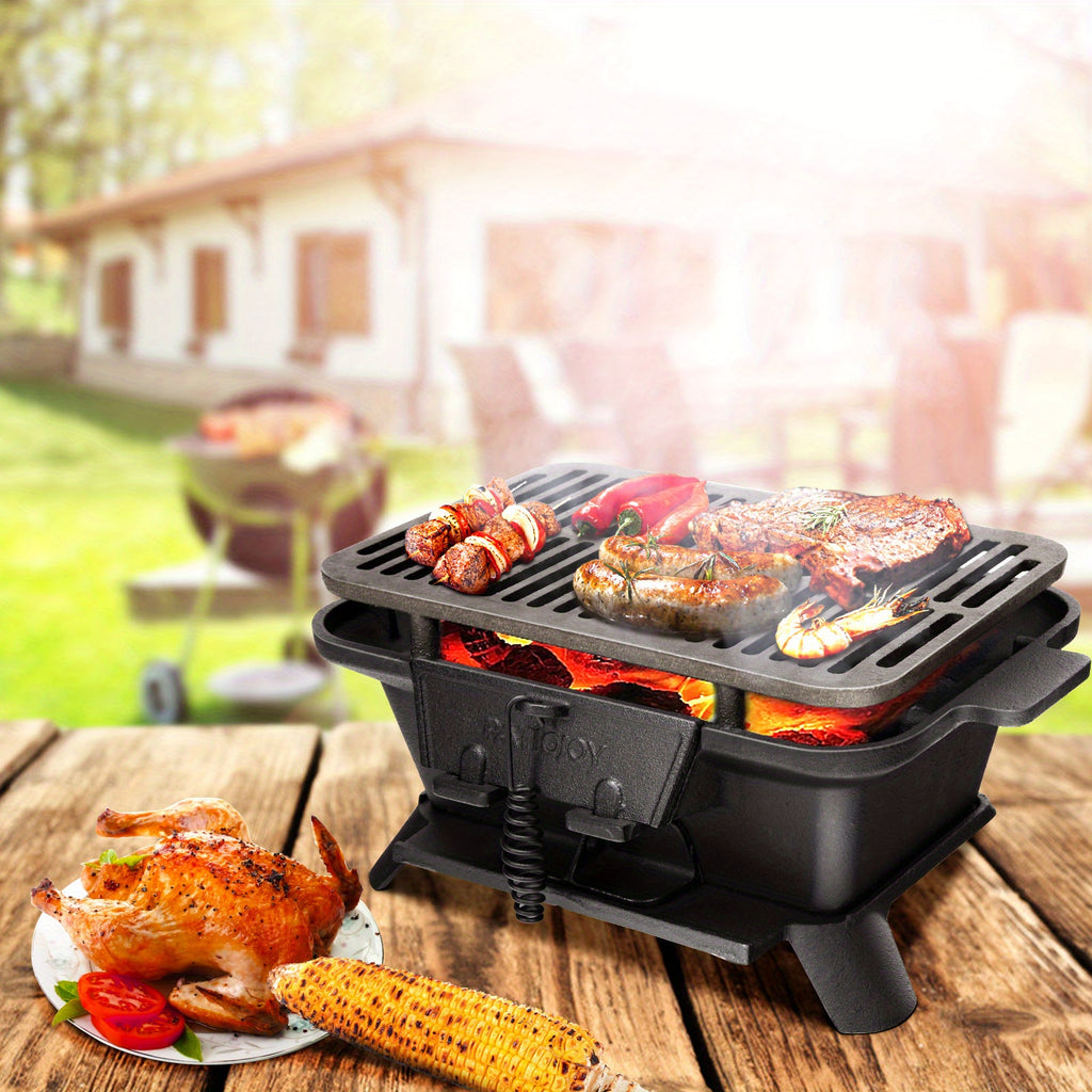 Heavy Duty Cast Iron Charcoal Grill Tabletop BBQ Stove