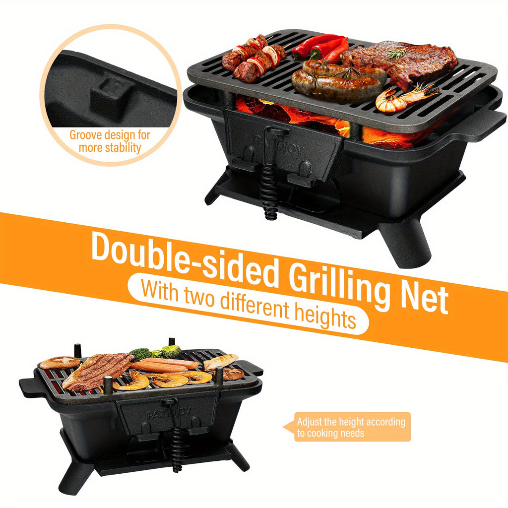 Heavy Duty Cast Iron Charcoal Grill Tabletop BBQ Stove