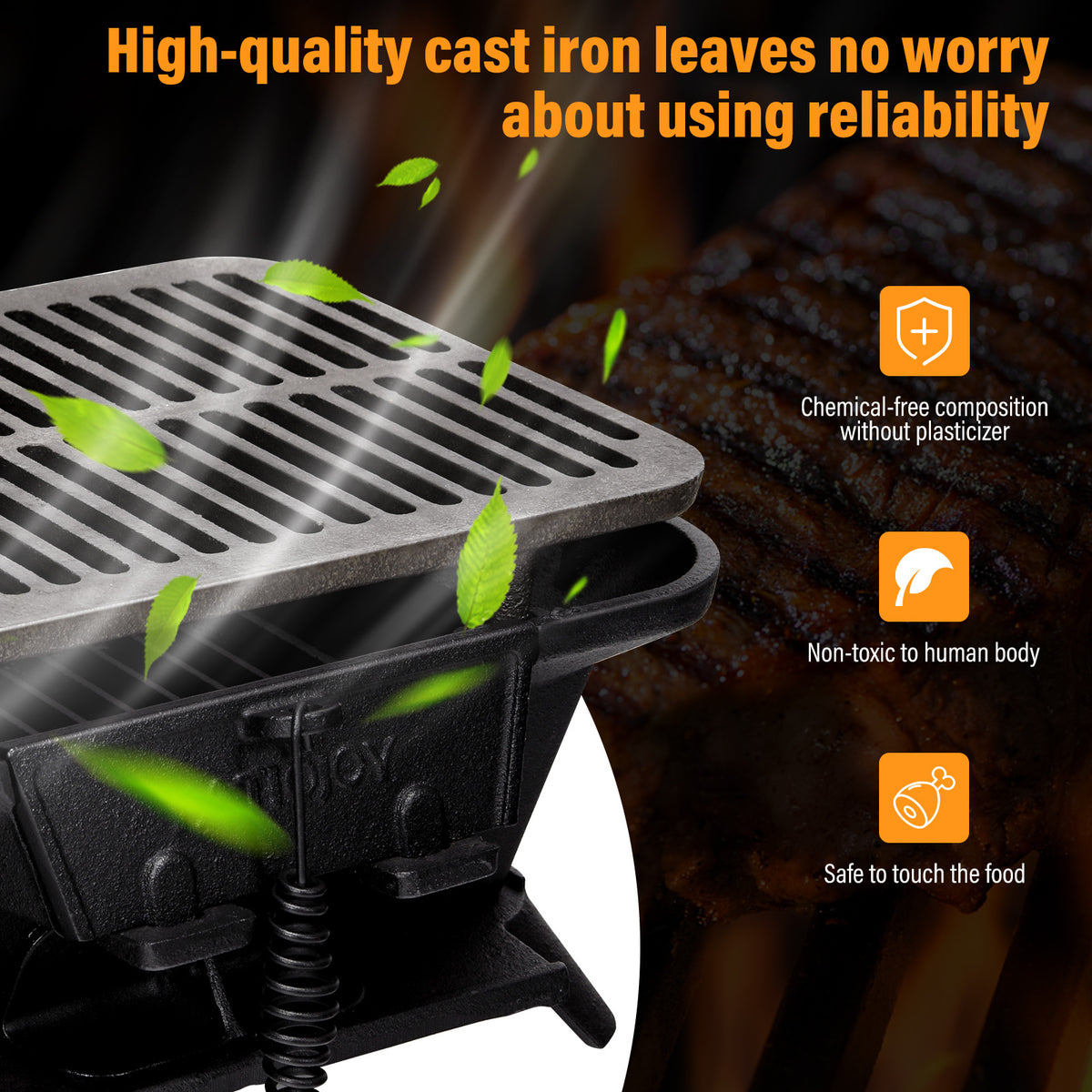 Heavy Duty Cast Iron Charcoal Grill Tabletop BBQ Stove
