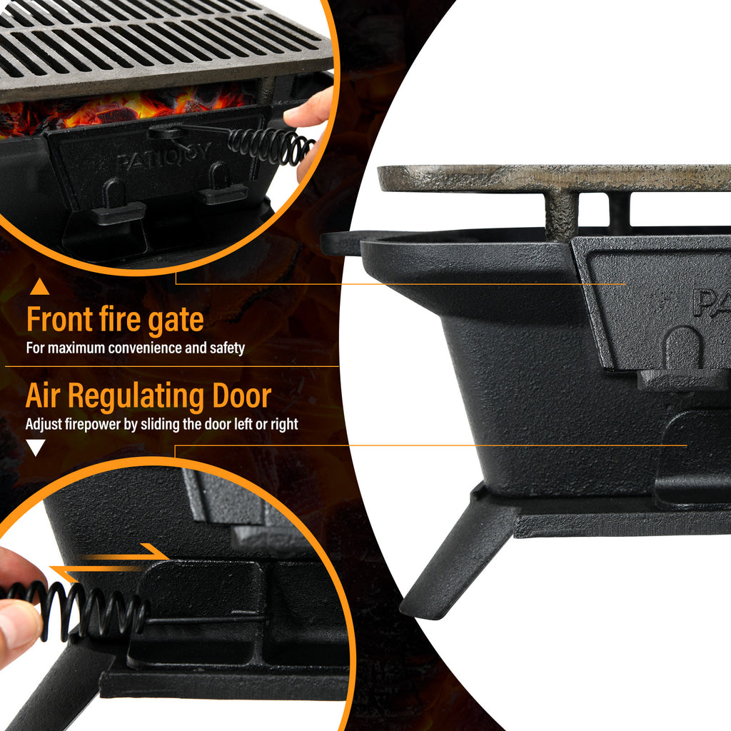 Heavy Duty Cast Iron Charcoal Grill Tabletop BBQ Stove
