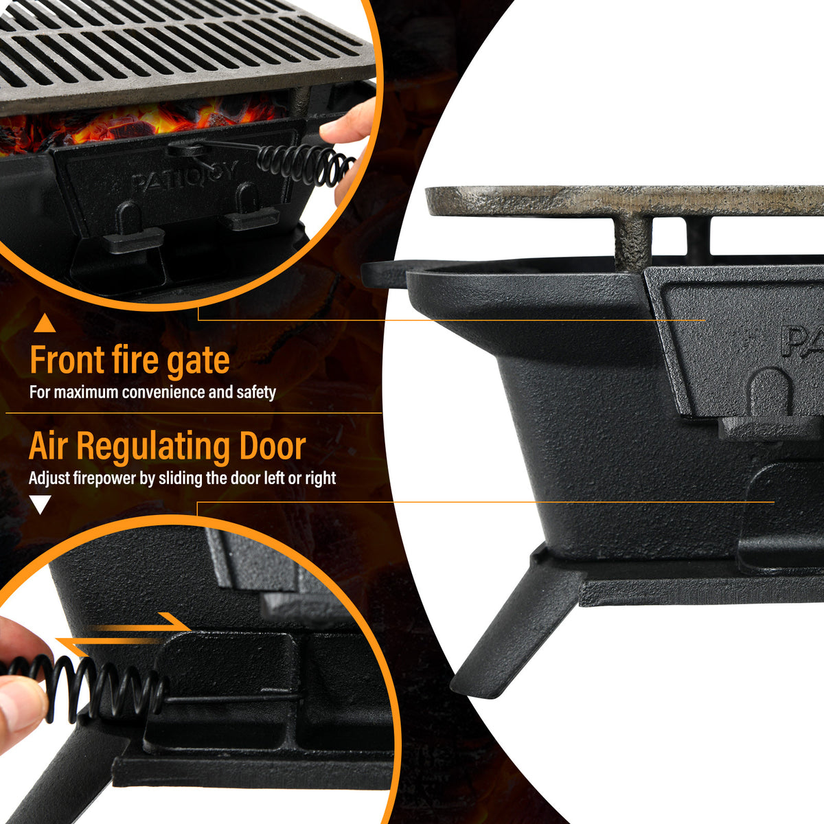 Heavy Duty Cast Iron Charcoal Grill Tabletop BBQ Stove