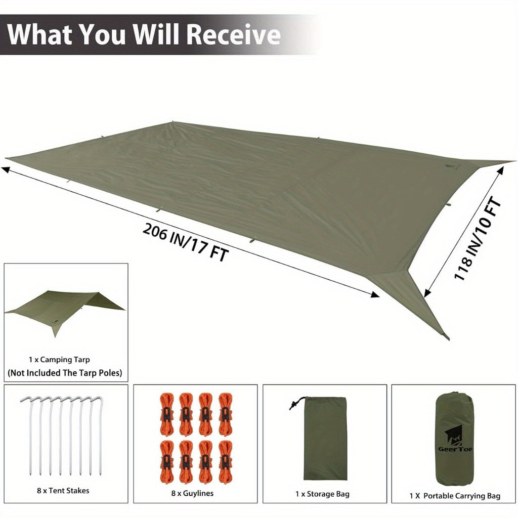 Waterproof Hammock Rain Fly - 17 × 10 ft