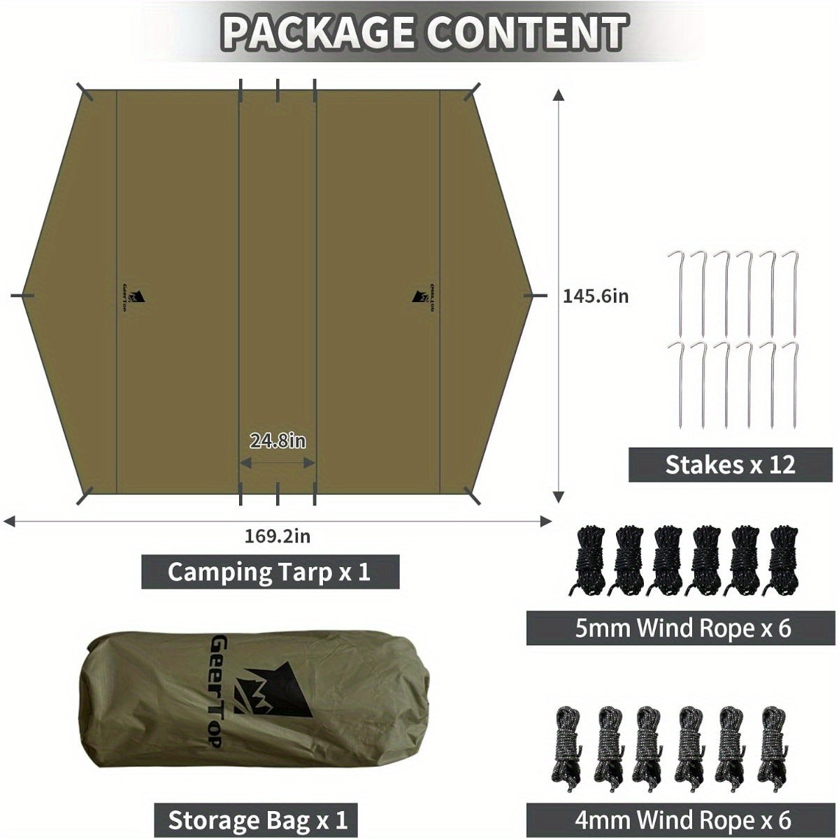 14x12 ft Camping Tarp, Waterproof