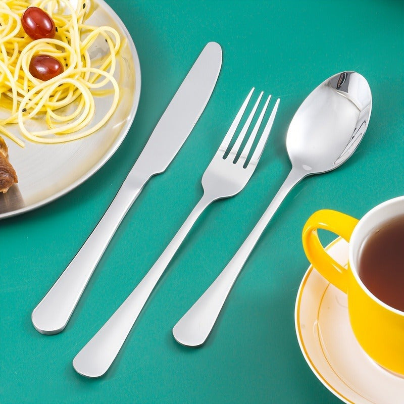 20 Pieces Silverware Set With Organizer -Plate-Steak Knife-Fork-Spoon- Premium Outdoor