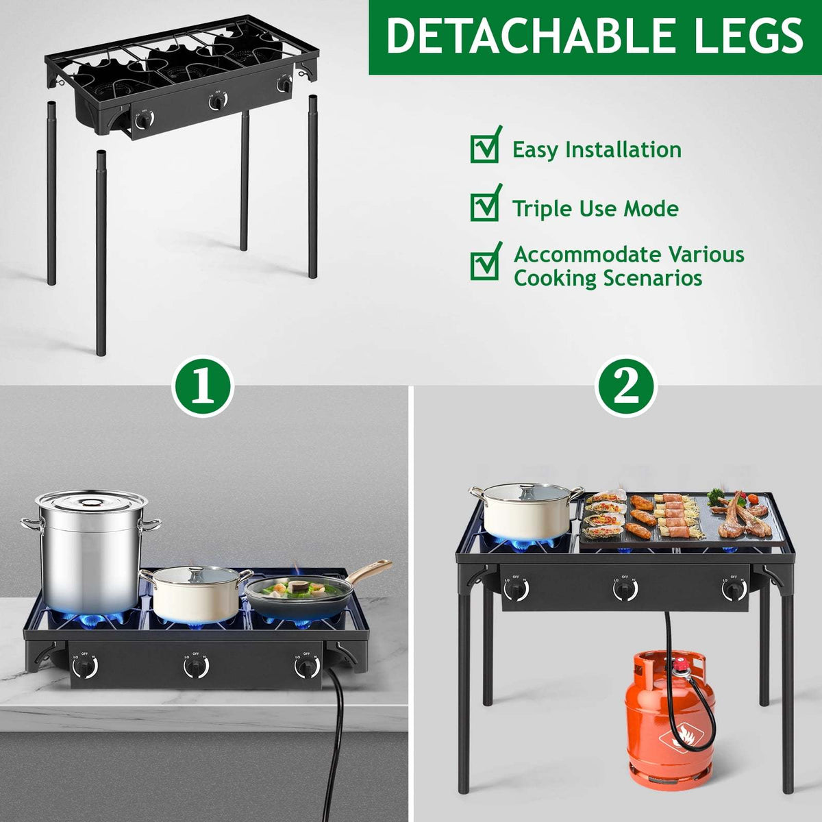 3/2/1 Burner Gas Propane Stove Outdoor Camping Picnic Grill