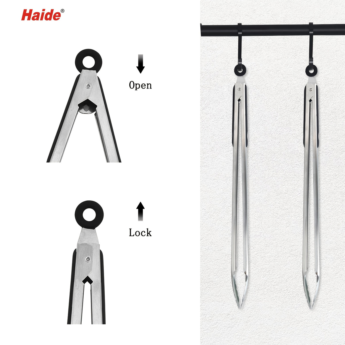 18inch Food Tongs Stainless Steel Silicone Heat Resistant