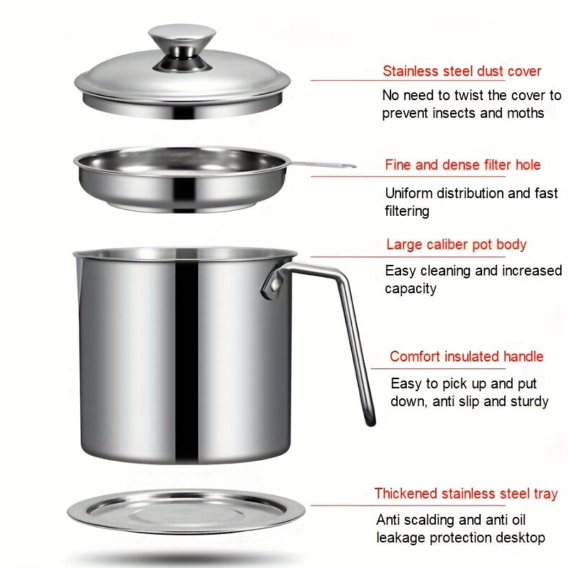 Stainless Steel Oil Jug And Oil Filter And Base, Kitchen Filter Oil Slag