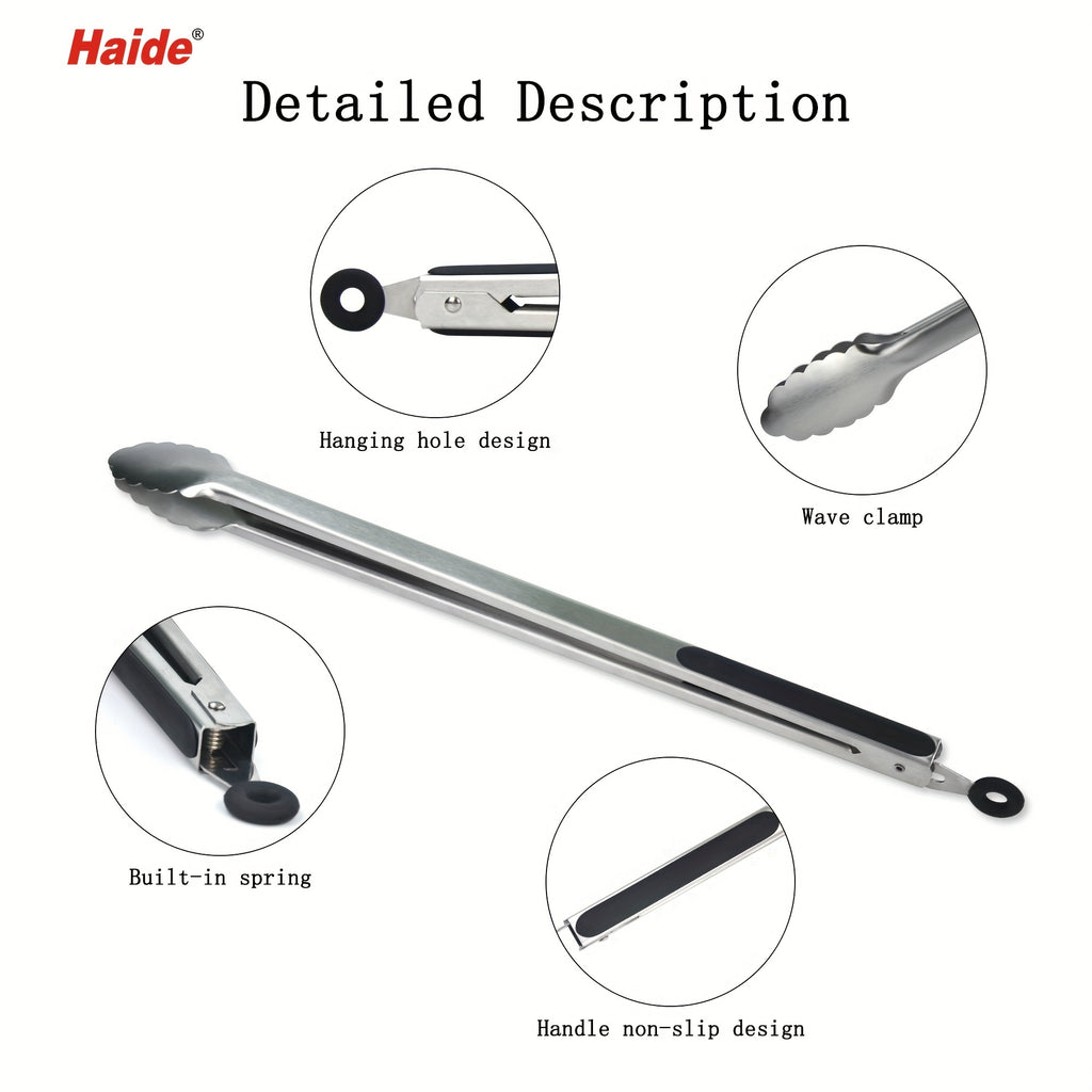 18inch Food Tongs Stainless Steel Silicone Heat Resistant