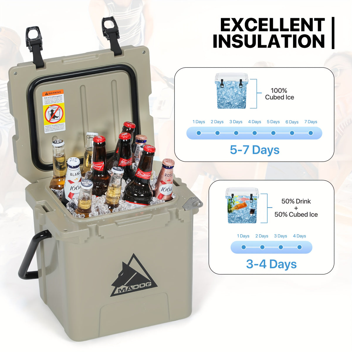 14 Quart 22 Cans Portable Insulated Ice Cooler with Bottle Opener