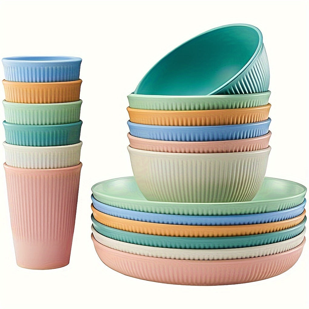 18/6pcs Unbreakable Plastic Dinnerware Set