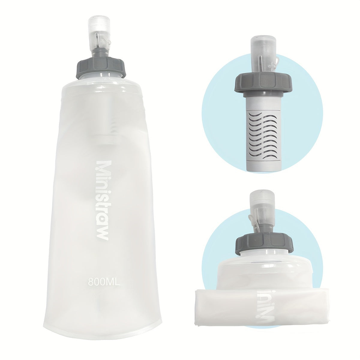 Collapsible Water Bottle with Filter Replaceable 27 oz