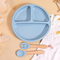 3pcs Baby Feeding Set Made of 100% Silicone, Featuring a Divided Suction Plate