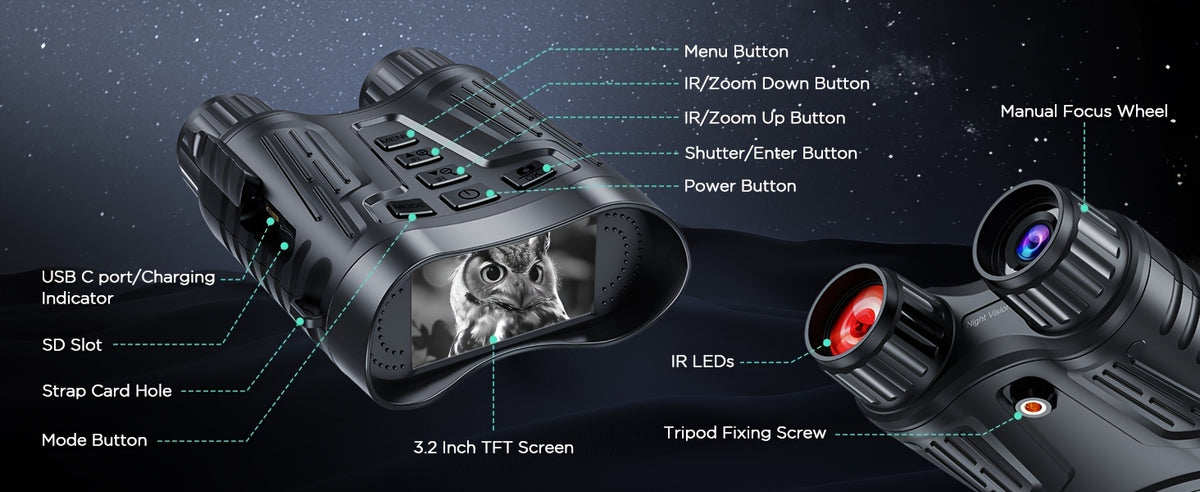 High-Definition Infrared Binoculars for Nighttime Use