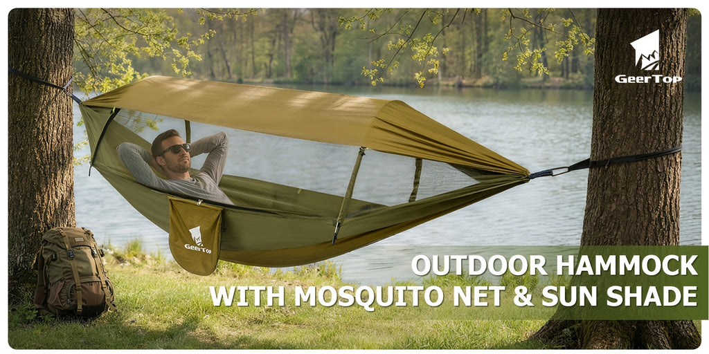 3-in-1 Outdoor Hammock | Double Sleep Rest Camping Hammock with Mosquito Net